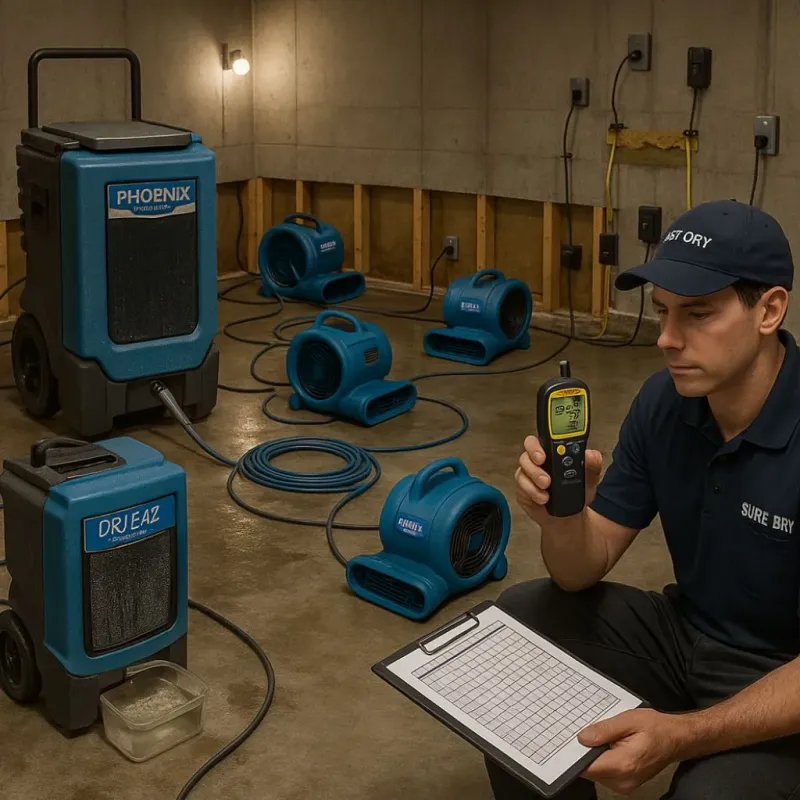 Structural Drying and Dehumidification process in Winfield, MO